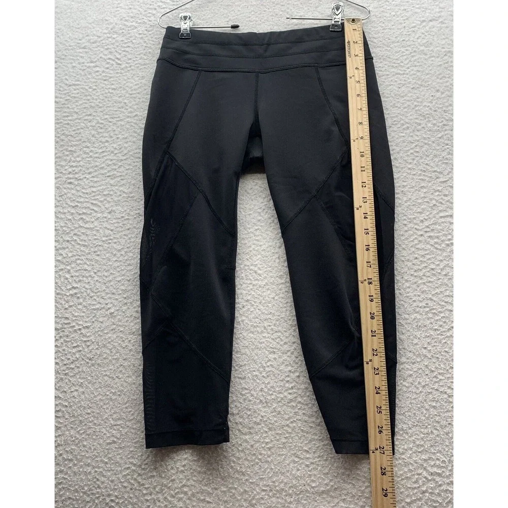 Athleta Capri Leggings Womens Small S Black Sheer‎ Mesh Activewear Athleisure